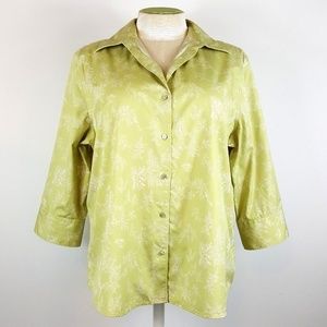 Sold Eddie Bauer Blouse Top 3/4 Sleeve Floral Print XXL